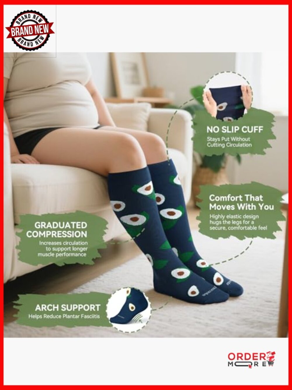 Wide Calf Compression Socks 15-20mmHg Knee High Extra Large for Nurses Travel - Picture 3 of 6